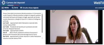 Intelligenza artificiale - Audizione presso le Commissioni riunite IX (Trasporti, poste e telecomunicazioni) e X (Attività produttive, commercio e turismo)