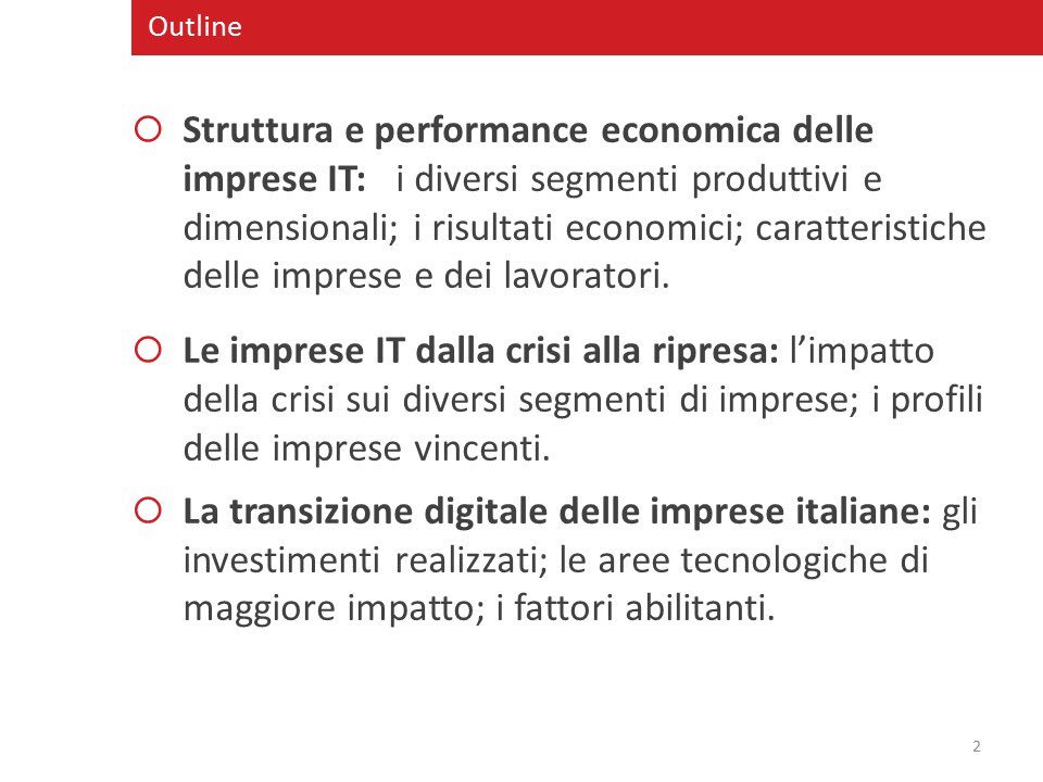 Convegno di presentazione dello Studio “Il Settore IT in Italia” Cambiamenti strutturali, opportunità e sfide